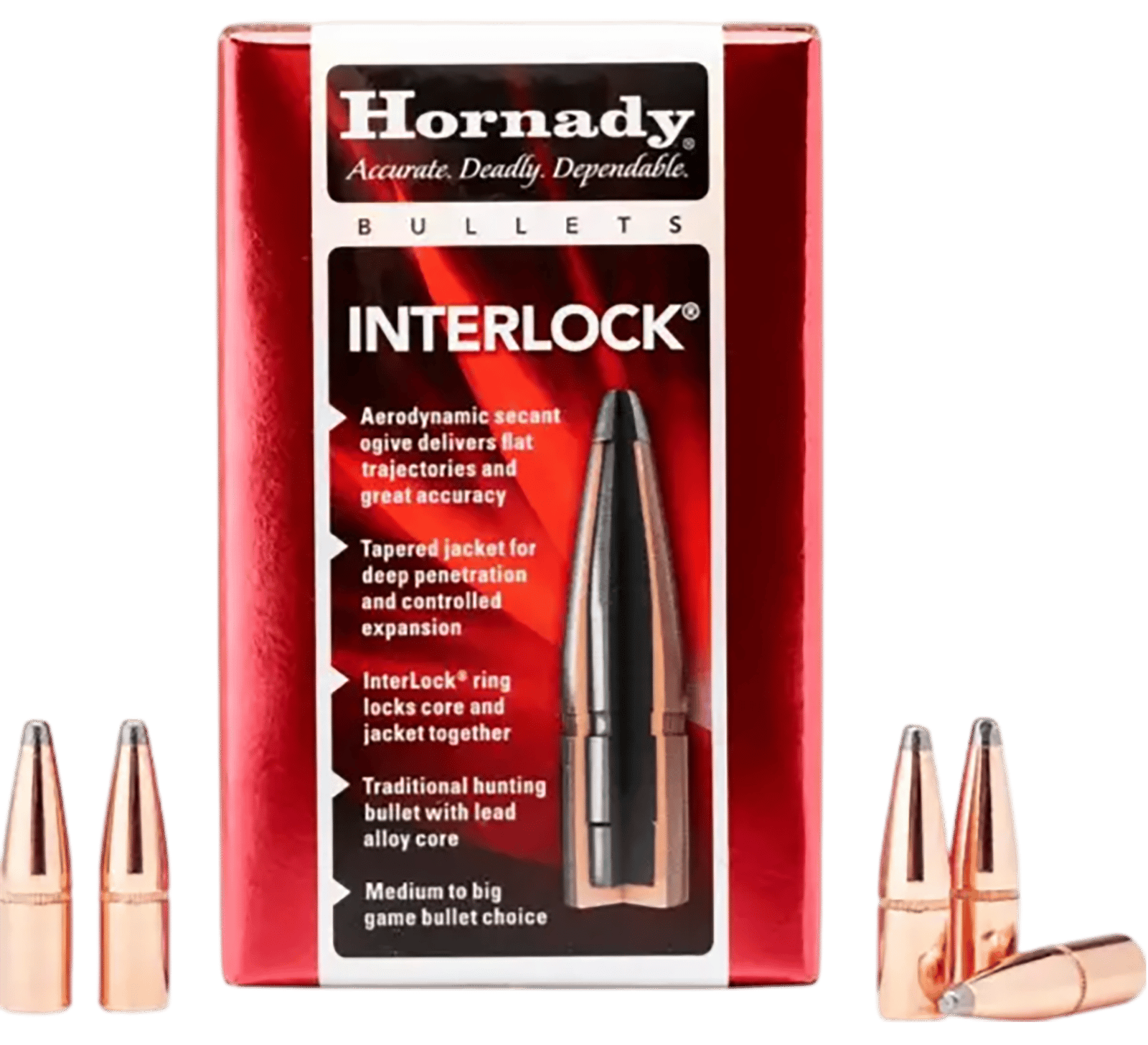 Hornady 3060 InterLock  30 Cal .308 170 gr Flat Point 100 Per Box/ 15 Case