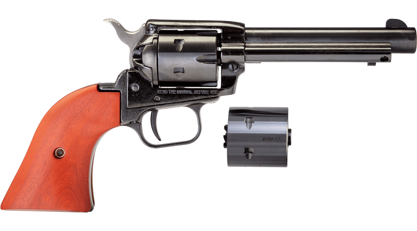 Heritage Mfg RR22MB4 Rough Rider  22 LR 22 WMR 6 Shot, 4.75" Black Steel Barrel, Black Zinc Alloy Frame, Black Cylinder, Cocobolo Grip, Hammer/Thumb Safety, Exposed Hammer