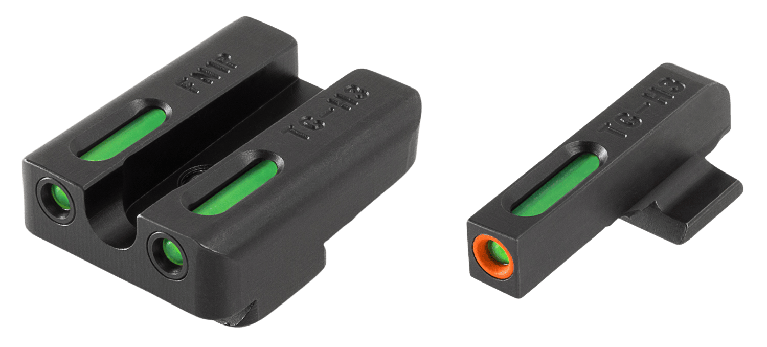 TruGlo TG13FN2PC TFX Pro  Black | Green Tritium & Fiber Optic Orange Outline Front Sight Green Tritium & Fiber Optic Rear Sight