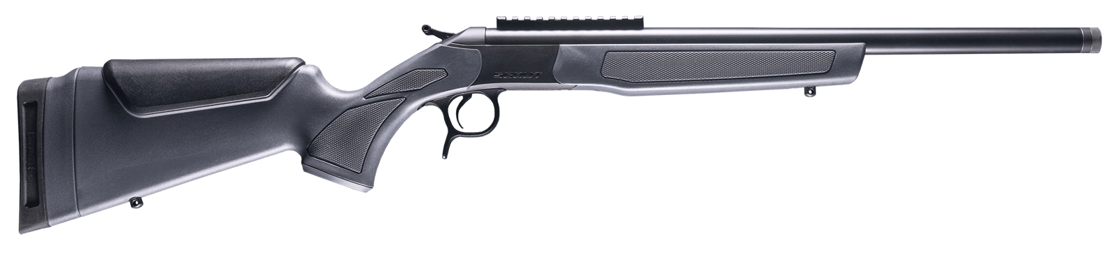 CVA CR4444 Scout  44 Mag 1rd 20" Blued Threaded Barrel, Blued Picatinny Rail Receiver, Stealth Gray Fixed Synthetic Stock