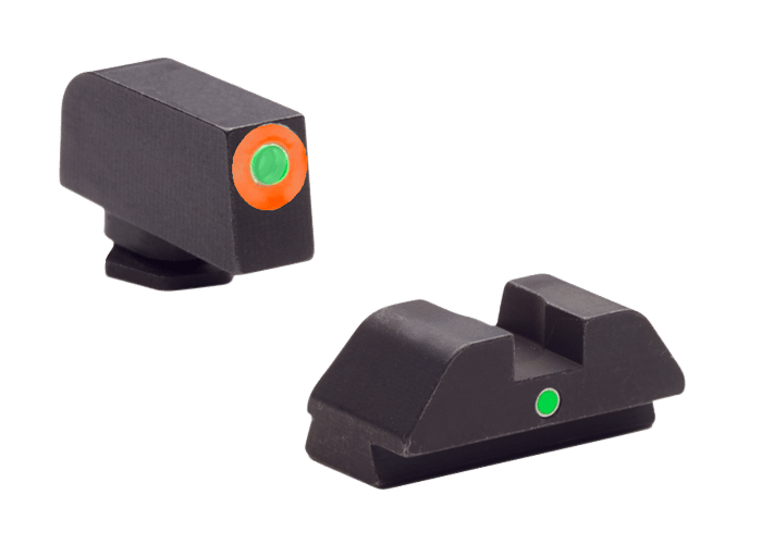 AmeriGlo GL205 i-Dot Sight  Set for Glock  Green Tritium Orange Outline Front Sight-Green Tritium Rear Sight