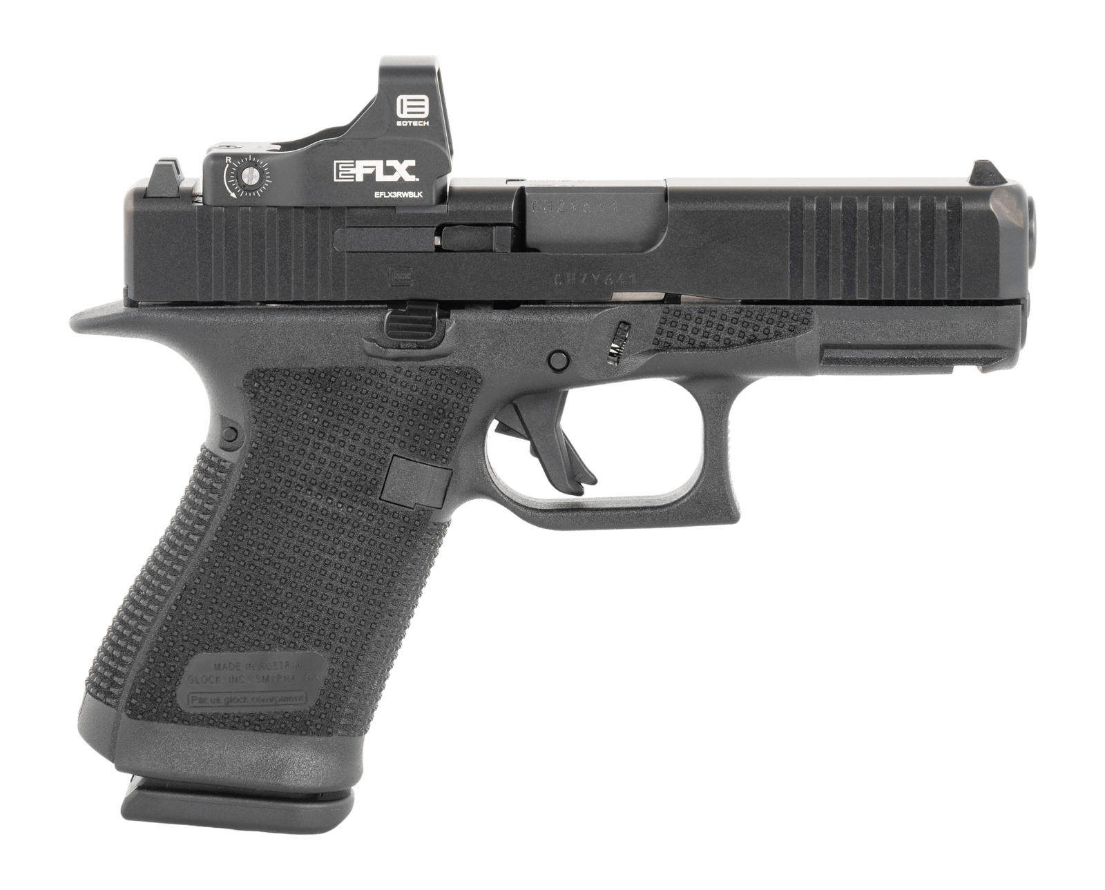 Glock P6195E203 G19 Gen6 w/EOTech 9mm Luger 15+1 4.02" Threaded Barrel, Steel Optic Ready/Serrated Slide, Polymer Frame w/Accessory Rail, Interchangeable Backstrap Grip, Ambidextrous