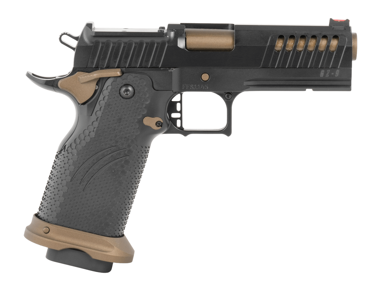 Fierce Firearms FGZ-9-C-BBZ-CS Grizz Commander 9mm Luger 10+1 4.25" Black Bull Barrel, Steel Optic Ready/Serrated Slide, Burnt Bronze Cerakote w/Black Controls Steel Frame w/Accessory Rail, RMR Footpr