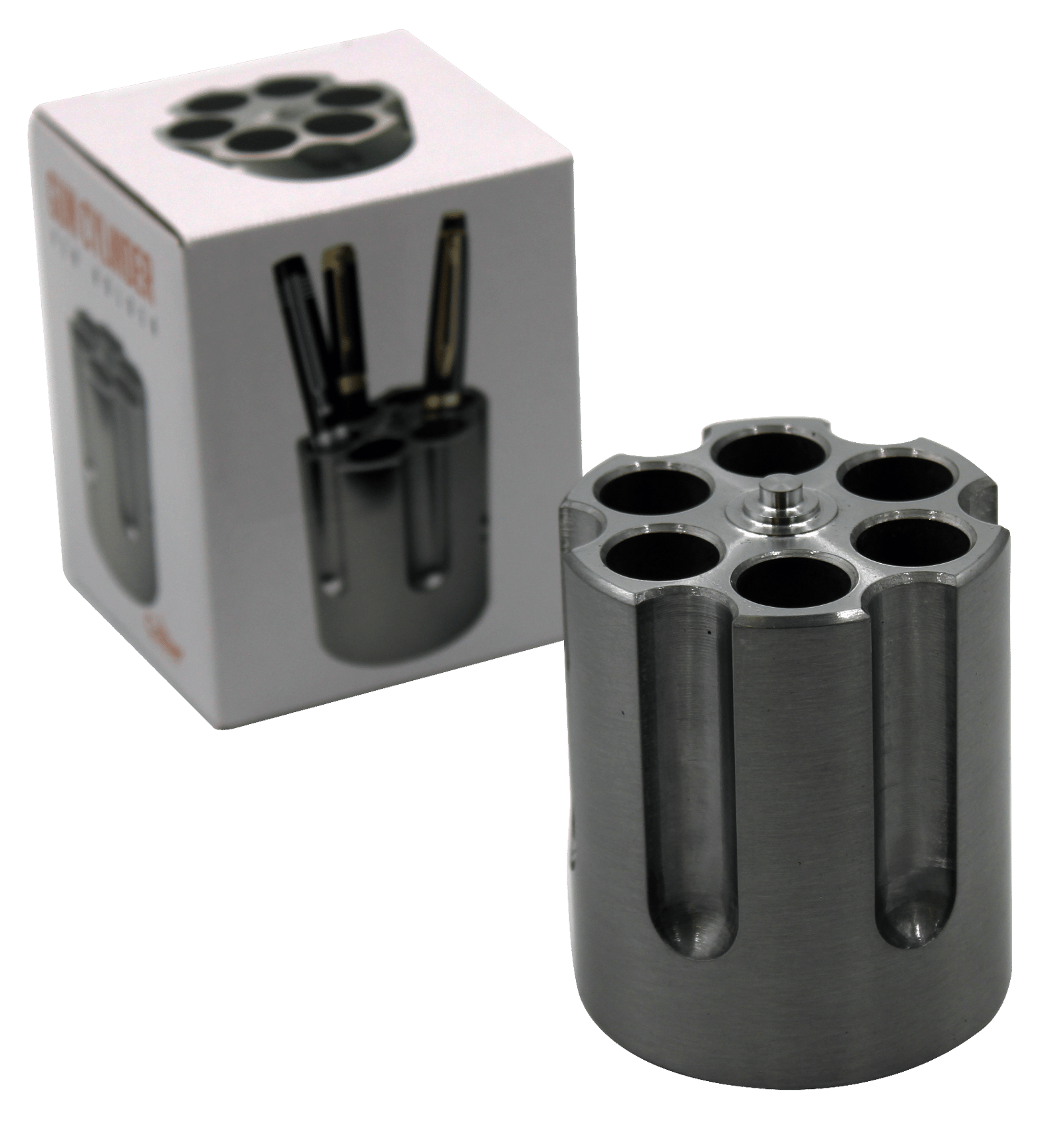 Caliber Gourmet CBG1007BK Caliber Gourmet Cylinder Pen Holder Black Aluminum 3.25" x 2.75" Pistol Cylinder