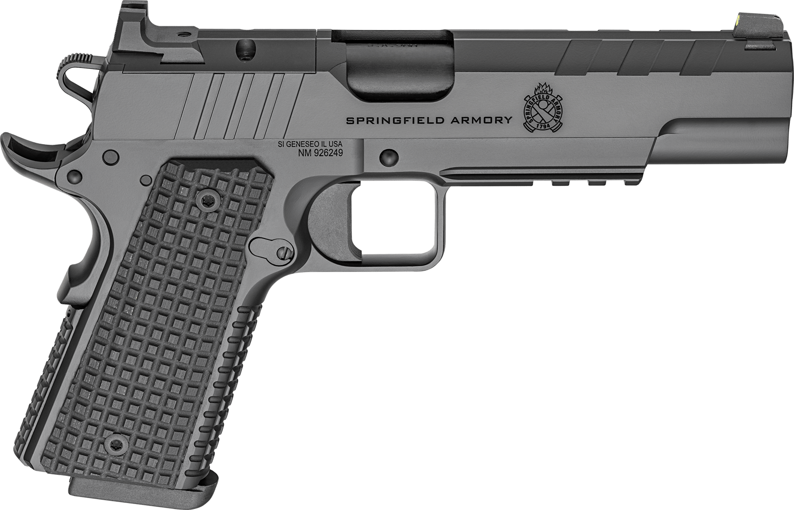 Springfield Armory PX9229LAOS 1911 Emissary 9mm 9+1 5" Stainless Steel Barrel Optic Ready Black Carbon Steel Slide VZ Grips Thin-Line G10 Grip