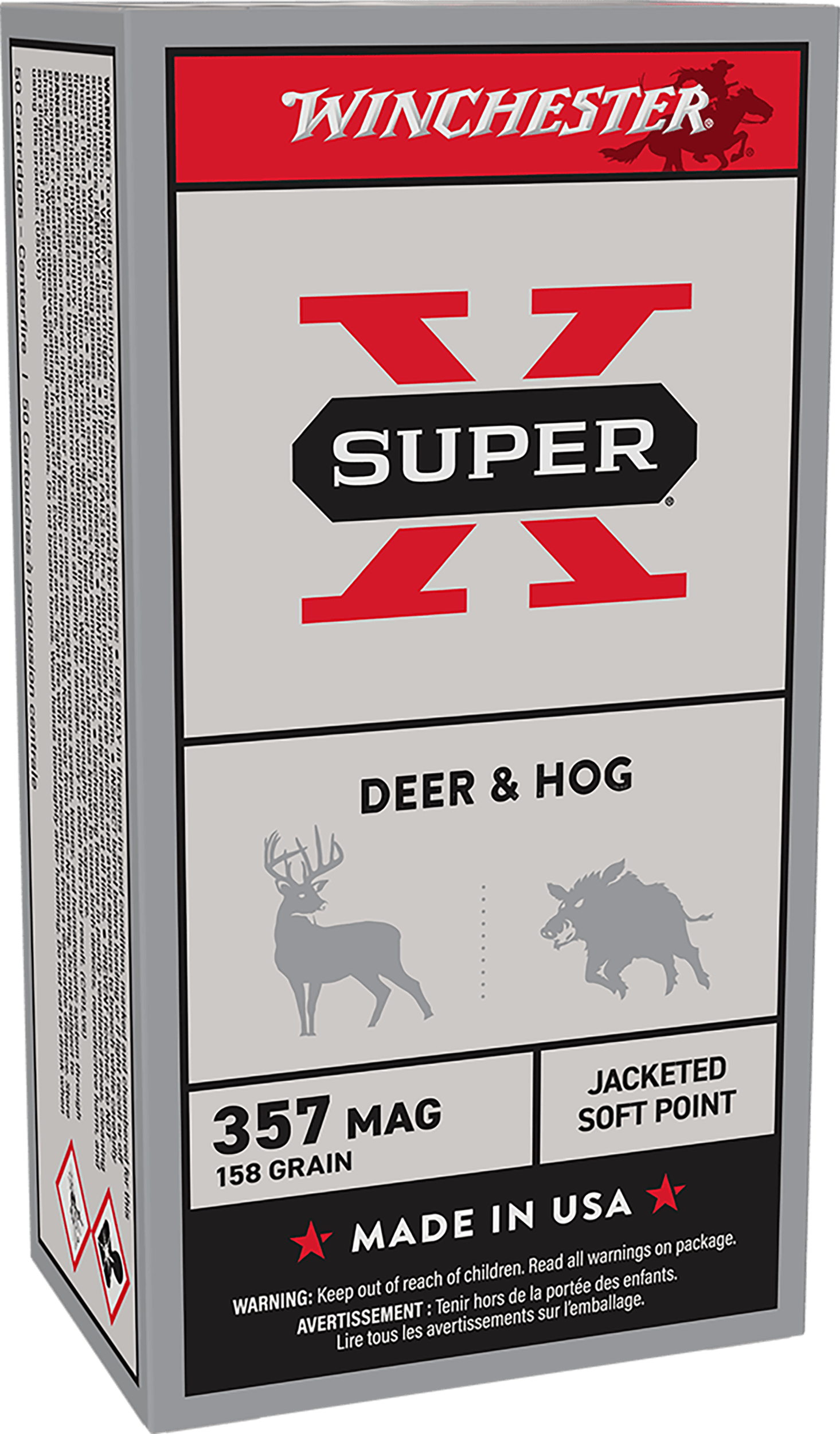 Winchester Ammo X3575P Super X  357Mag 158gr Jacketed Soft Point 50 Per Box/10 Case