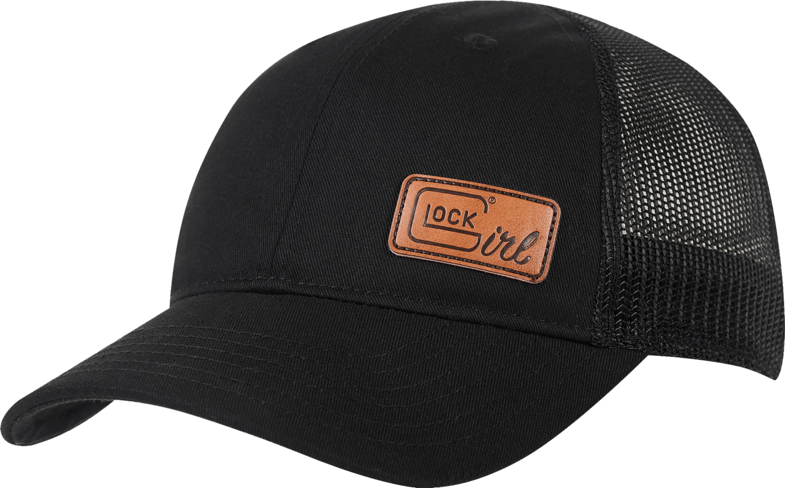 Glock AP96239 Ponytail Hat  Black Leather Glock Girl Patch