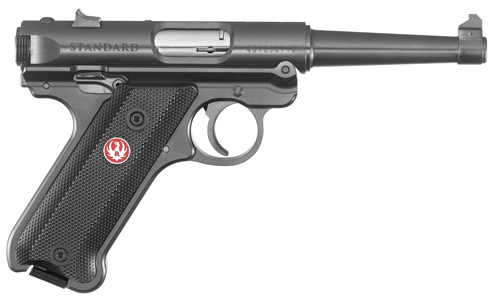 Ruger 40104 Mark IV  22 LR 10+1 4.75" Satin Stainless Tapered Barrel, Blued Steel Slide & Aluminum Frame, Checkered Synthetic Grip