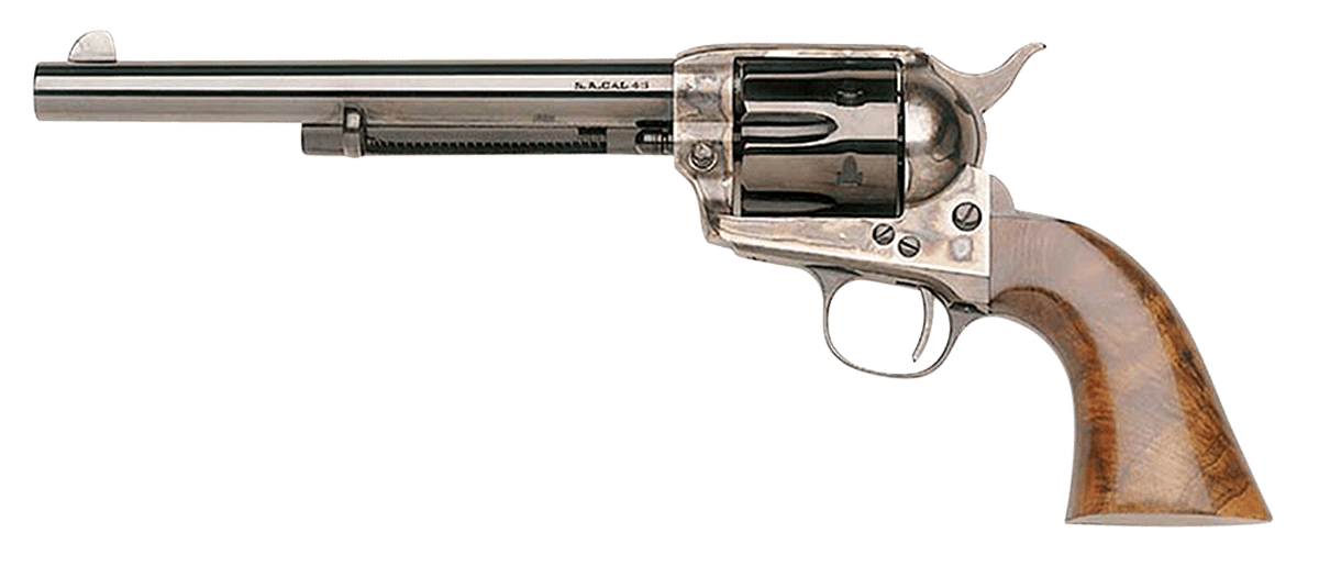 Taylors & Company 550907 1873 Cattleman SAO 45 Colt (LC) Caliber with 7.50" Blued Finish Barrel, 6rd Capacity Blued Finish Cylinder, Color Case Hardened Finish Steel Frame & Walnut Grip