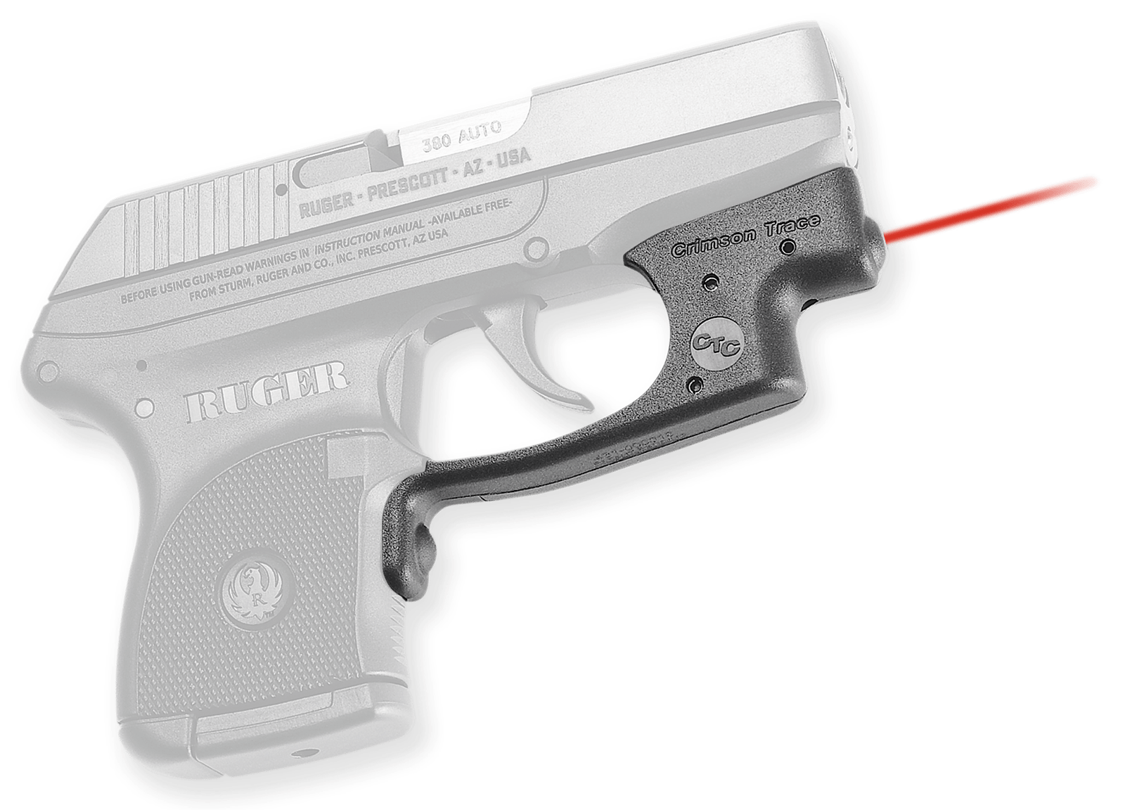 Crimson Trace 0122501 Laserguard  Fits Ruger LCP (Except Gen II LCP), Red Laser Black Polymer Trigger Guard Mount
