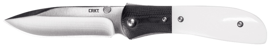 CRKT M4-02M M4-02M  3.25" Plain Satin 8Cr13MoV SS Blade Black/White Resin Infused Fiber w/G10 Bolster Handle Includes Pocket Clip
