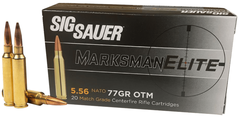 Sig Sauer E556M420 Marksman  5.56x45mm NATO 77 gr Open Tip Match 20 Per Box/ 10 Case