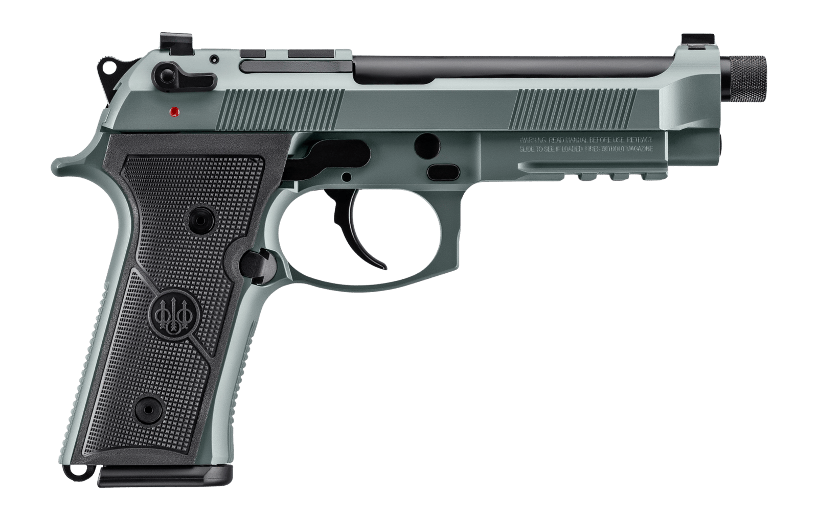 Beretta USA JS92M9A4GLUN18 M9A4 Overlanding Full Size Frame 9mm Luger 18+1 5.10" Black Threaded Barrel, Lunar Cerakote Steel Optic Ready/Serrated Slide, Lunar Cerakote Aluminum Frame w/Beavertail & Pi