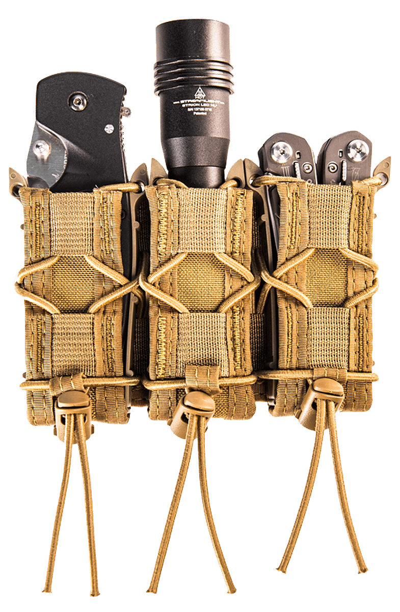 High Speed Gear 11PT03CB TACO Mag Pouch Triple Coyote Brown Nylon MOLLE Belts 2" Wide Compatible w/ Pistol