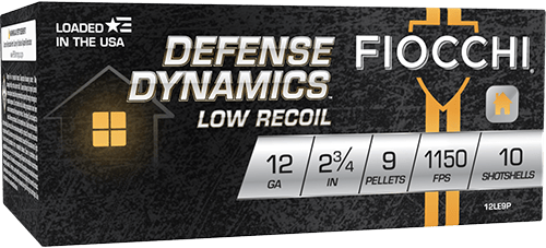 Fiocchi 12LE9P Defense Dynamics Low Recoil 12Gauge 2.75" 1Buck Shot 10 Per Box/25 Case