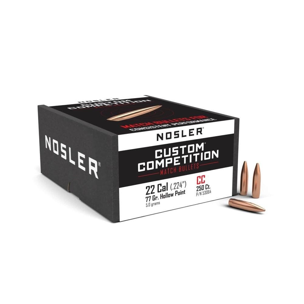 Nosler Custom Competition Rifle Bullets .22 cal .224" 77 gr HPBT 250/ct