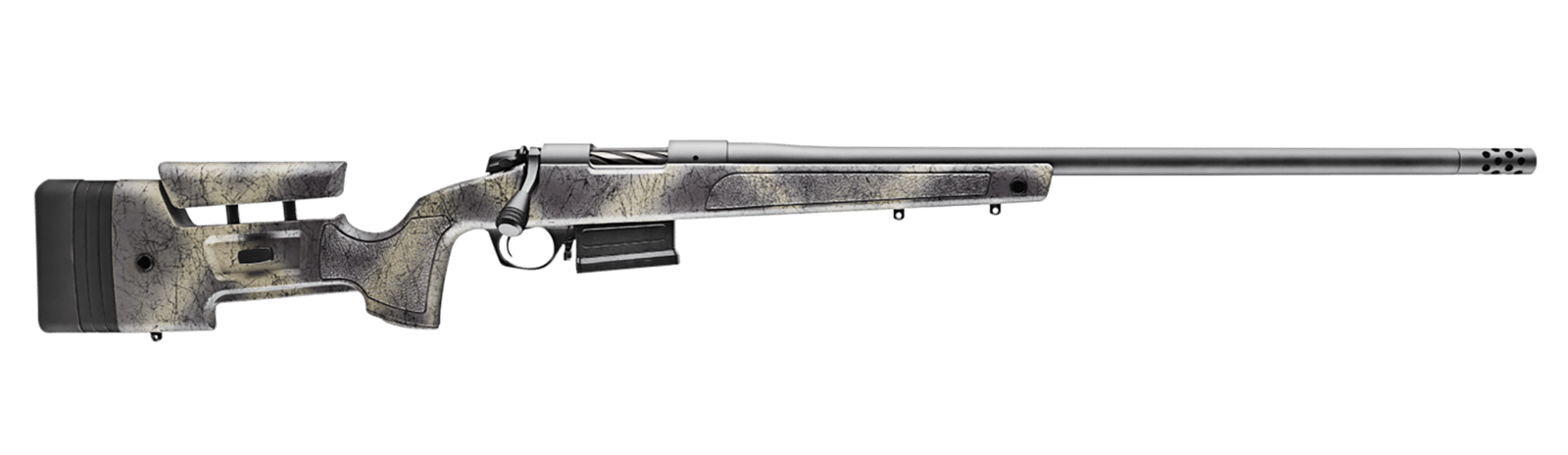 Bergara Rifles B14LM361 B-14 Wilderness HMR 300 Win Mag 5+1 26" Threaded, Sniper Gray Cerakote Barrel/Rec, Adj. SoftTouch Woodland Camo Stock with Mini-Chassis, Omni Muzzle Brake