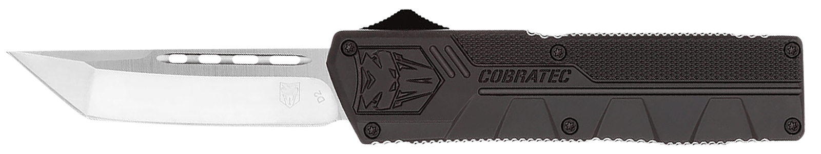 CobraTec Knives BCTLWTNS Lightweight  3.25" OTF Tanto Plain D2 Steel Blade/Black Aluminum Handle Includes Pocket Clip