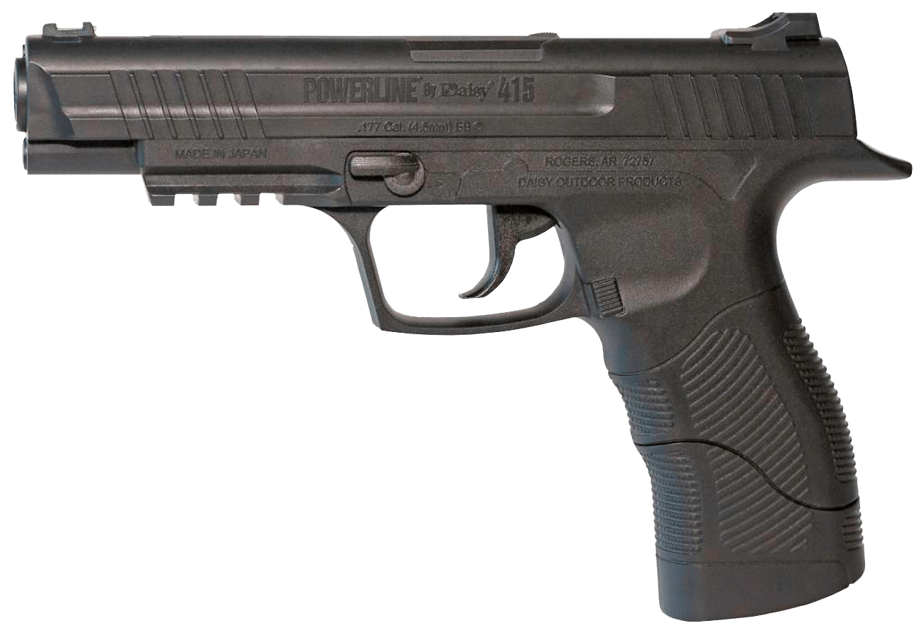 Daisy 980415222 415 Powerline CO2 177 BB Smooth Bore Steel Barrel, 21 Shot Built-In BB Magazine, Black Frame w/Accessory Rail, Checkered Polymer Grips, Manual Safety