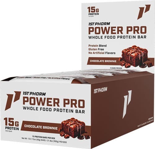 1ST PHORM WHOLE FOOD POWER PRO BAR CHOCOLATE BROWNIE 15 BARS