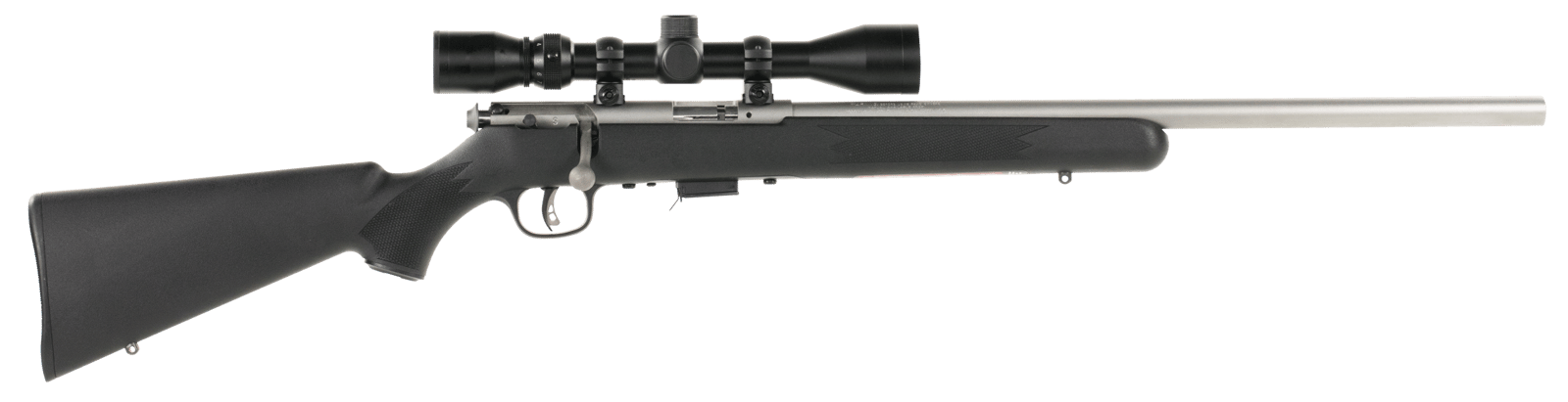 Savage Arms 95200 93 FVSS XP Full Size 22 WMR 5+1 21" Matte Stainless Heavy Barrel, Matte Drilled & Tapped Stainless Steel Receiver, Matte Black Fixed Synthetic Stock, 3-9x40mm Duplex, Right Hand