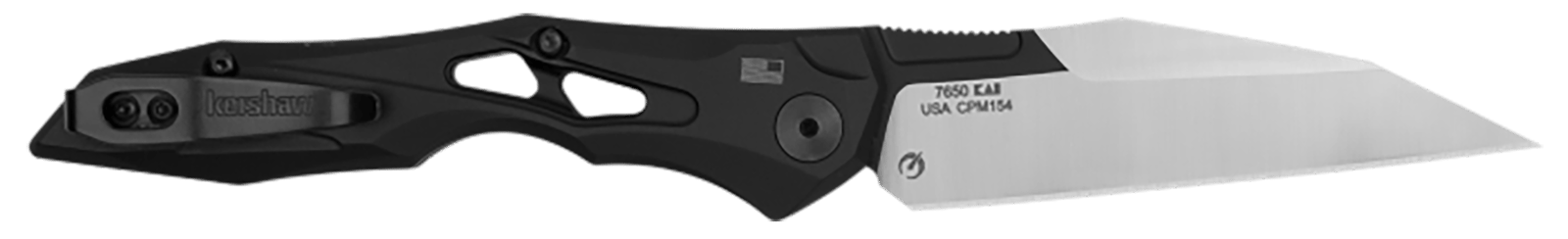 Kershaw 7650 Launch 13 Automatic 3.50" Folding Wharncliffe Plain Black Cerakote w/Satin Grind CPM 154 SS Blade, Black Anodized Aluminum Handle