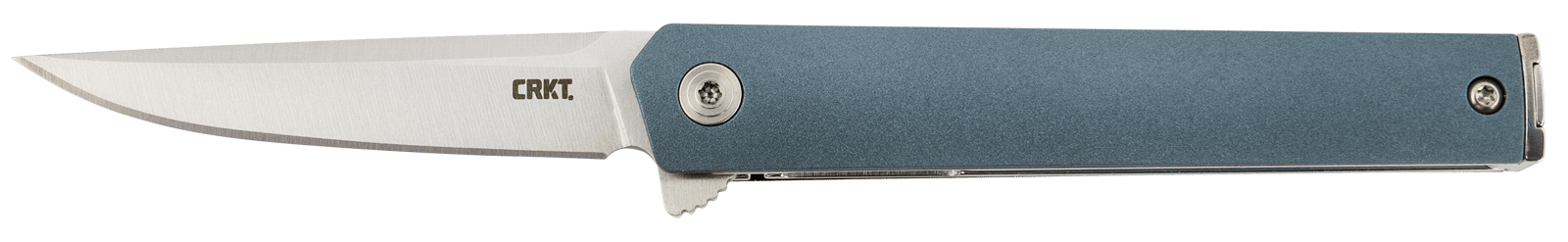 CRKT 7095 CEO  Compact 2.61" Folding Plain Satin 4116 SS Blade, Blue GRN Handle, Includes Pocket Clip