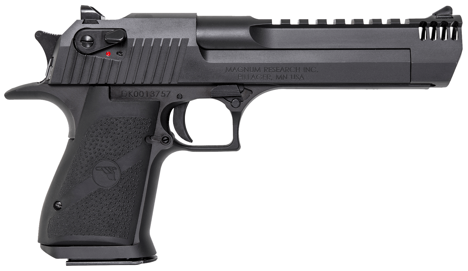 Magnum Research DE50IMB Desert Eagle Mark XIX 50 AE 6" with Muzzle Brake 7+1 Matte Black Carbon Steel Frame & Slide Black Rubber Grip