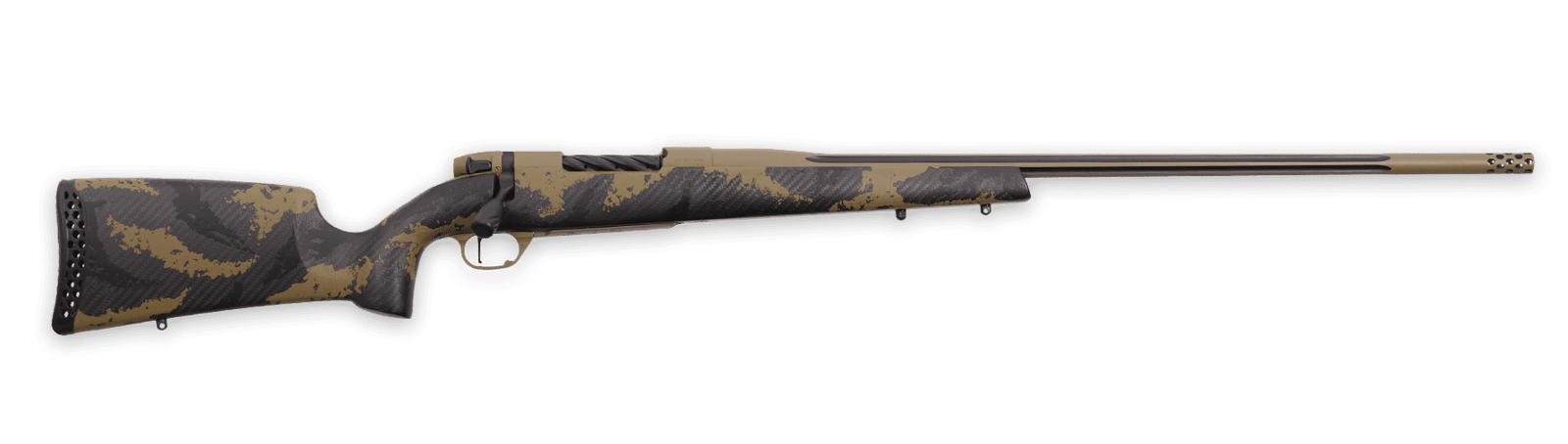 Weatherby MAX01N25CMR4B Mark V Apex Full Size 25 Creedmoor 4+1 22" +2" Coyote Tan/Graphite Black Cerakote Fluted Threaded Barrel, Steel Drilled & Tapped Receiver, Tan/Brown Sponge Accents Fixed Peak 4
