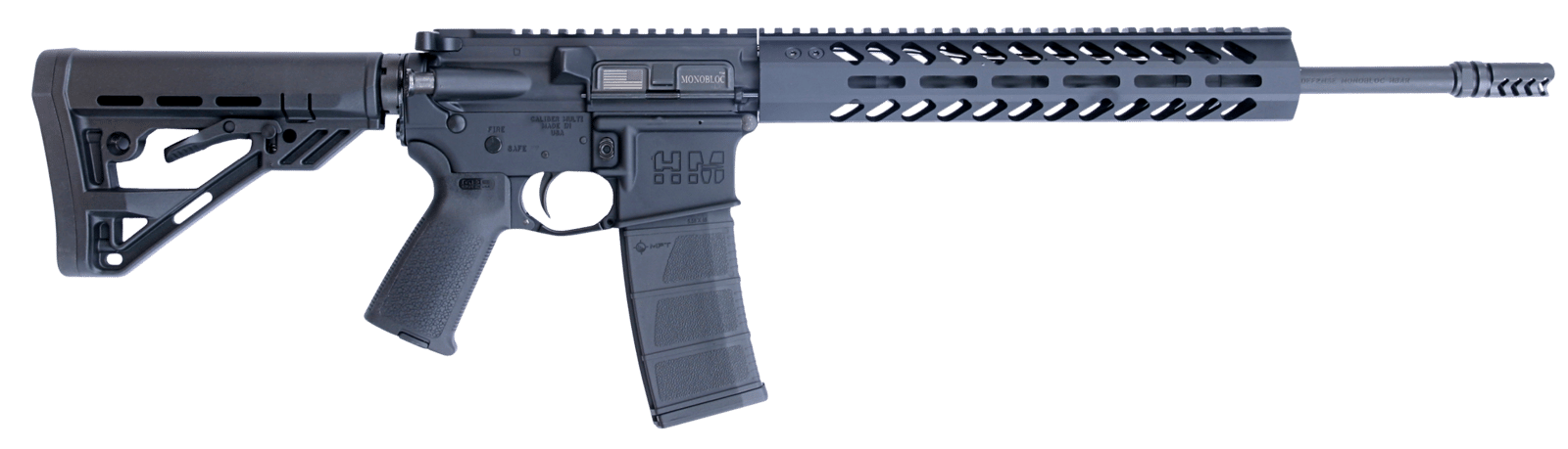HM Defense HM15FMB556 Defender M5  5.56x45mm NATO Caliber with 16" Barrel, 30+1 Capacity, Black Hard Coat Anodized Metal Finish, Black Mil-Spec HM Stock & Enhanced Polymer Grip Right Hand