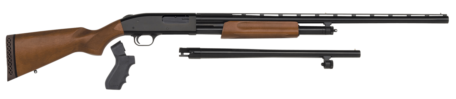 Mossberg 54169 500 Combo 12 Gauge 5+1 3" Blued 28" Vent Rib/18.5" Security Barrels, Blued Steel Receiver, Dual Extractors, Fixed Wood w/Black Pistol Grip Stock, Includes Cylinder Bore Accu-Set Choke