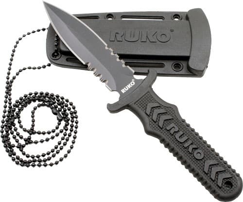 RUKO FIXED 3" NECK/BOOT KNIFE NYLON HANDLE CLAMSHELL