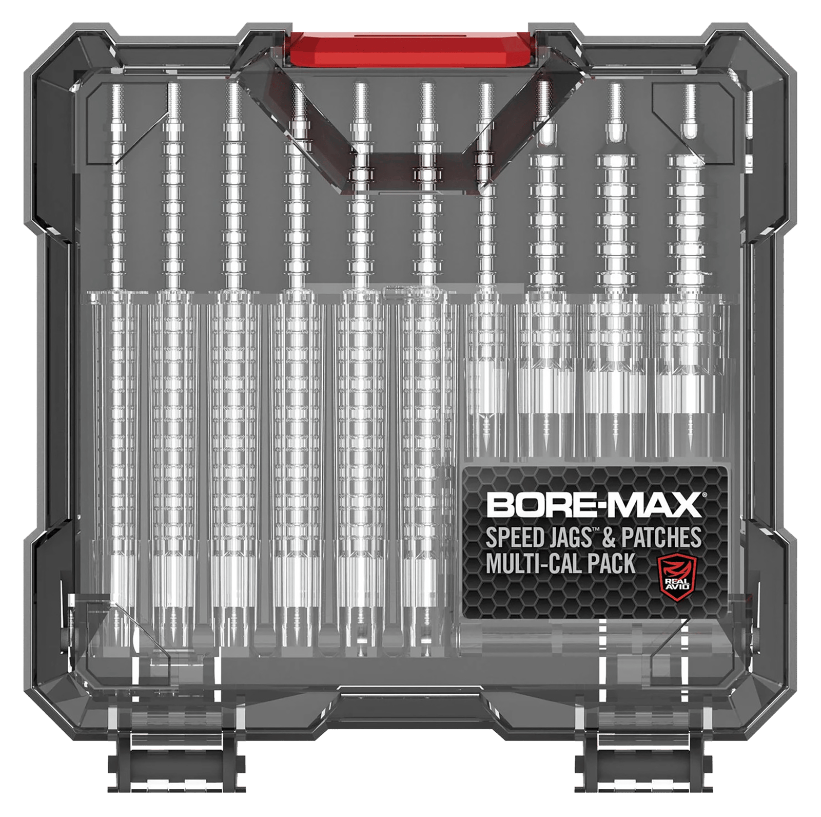 Real Avid AVBMJAGS Bore-Max Jag & Patch Set Multi-Caliber Nickel-Plated, 10 Jags, 500 Patches (3 Different Sizes)