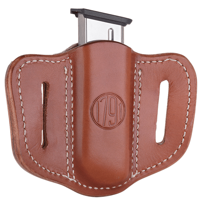 1791 Gunleather MAG11CBRA MAG1.1 Single Mag Holster Classic Brown Leather Belt Slide Compatible w/ Single Stack Ambidextrous