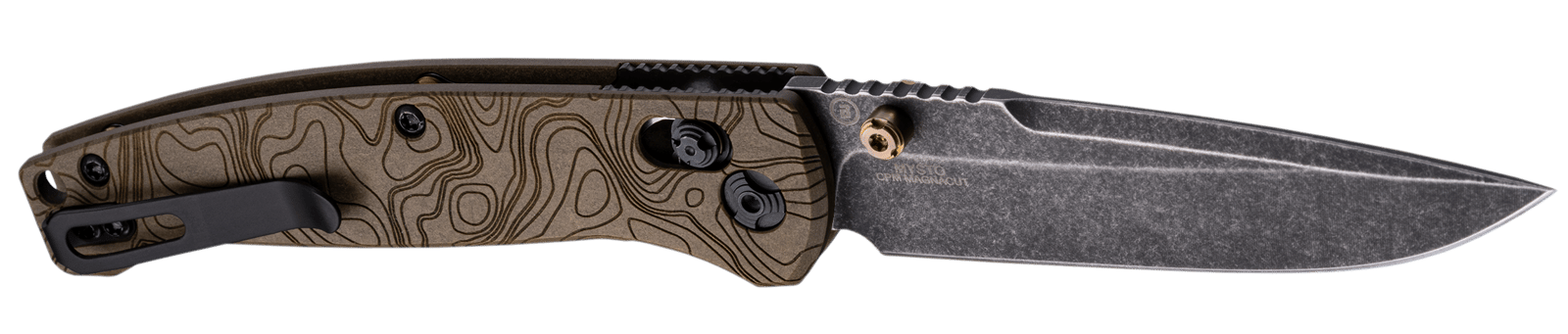 Hogue 24453 Mysto  3.40" Folding Drop Point Plain Black Stonewashed CPM MagnaCut Steel Blade, Maple Valley Richlite Black Handle