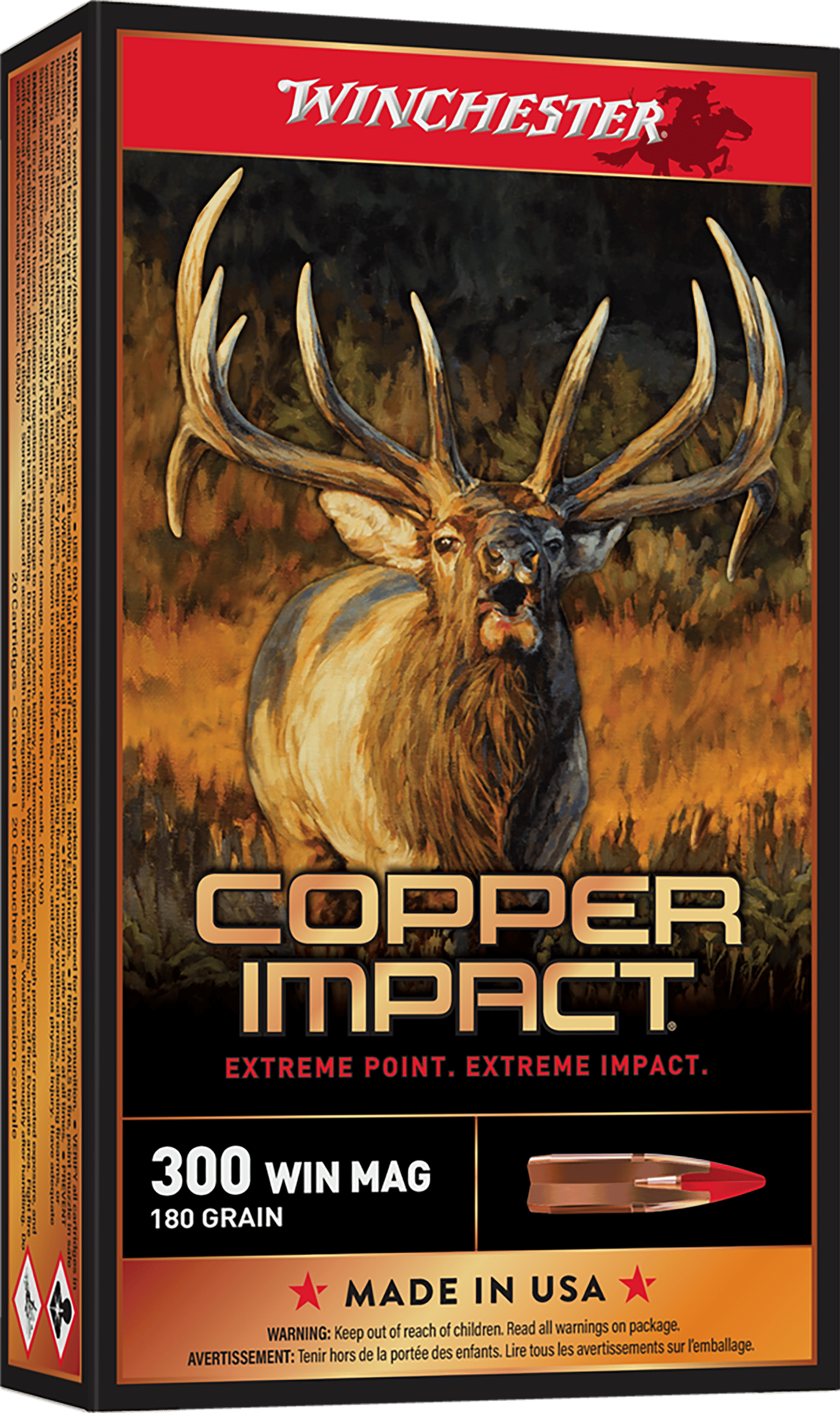 Winchester Ammo X300CLF2 Copper Impact  300WinMag 180gr Copper Extreme Point Lead Free 20 Per Box/10 Case
