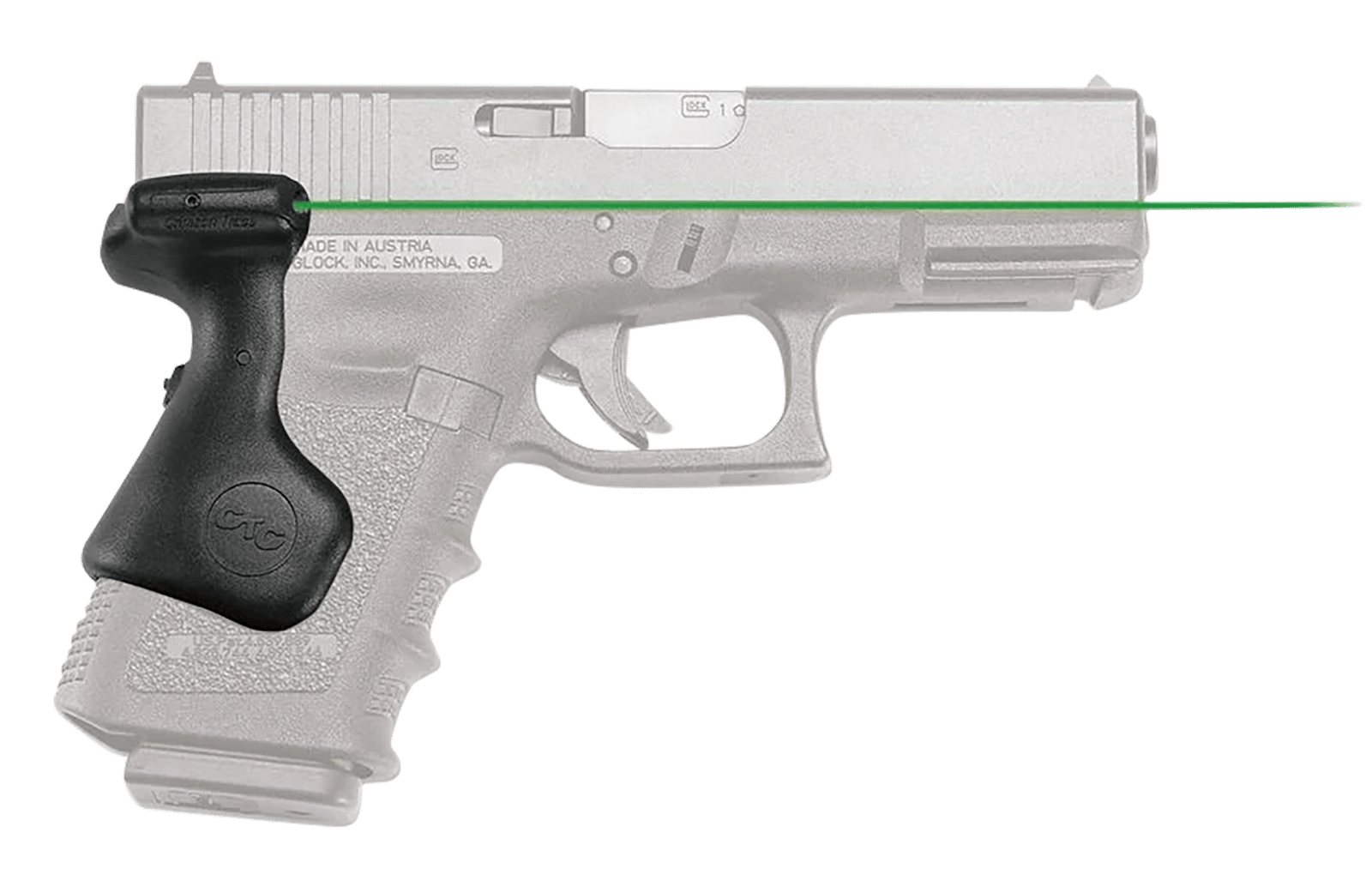 Crimson Trace 0167501 Lasergrips  Compatible w/Glock Compact Gen5 19/Gen4 19, 23, 32/Gen5 19 Gen 4, Green Laser Black Polymer