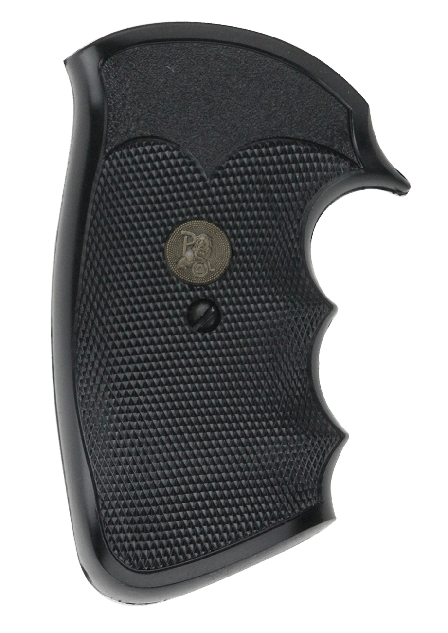 Pachmayr 02528 Gripper Grip Checkered Black Rubber with Finger Grooves for Colt Python, Trooper
