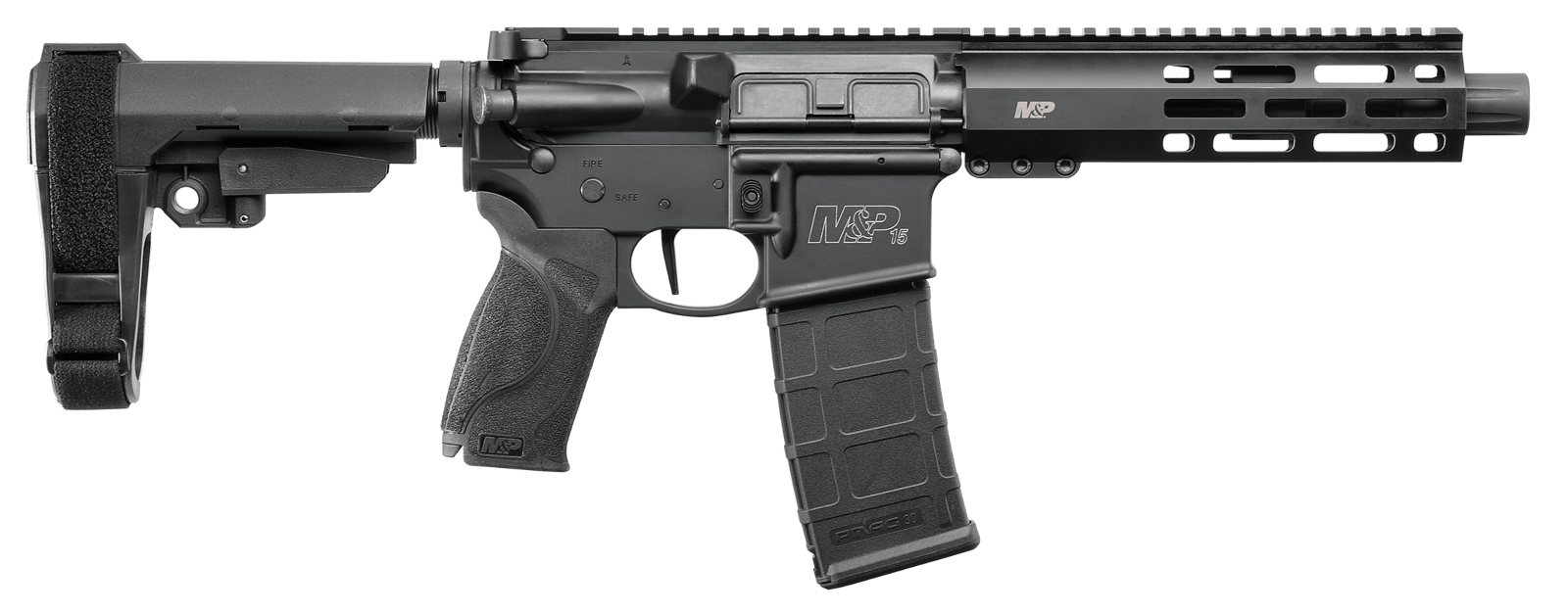 Smith & Wesson 13320 M&P15  Pistol 223 Rem,5.56 NATO 30+1 7.50" Black Armornite Barrel Matte Black Rec Black Adjustable Arm Brace Stock Black Interchangeable Palmswell Grip Right Hand