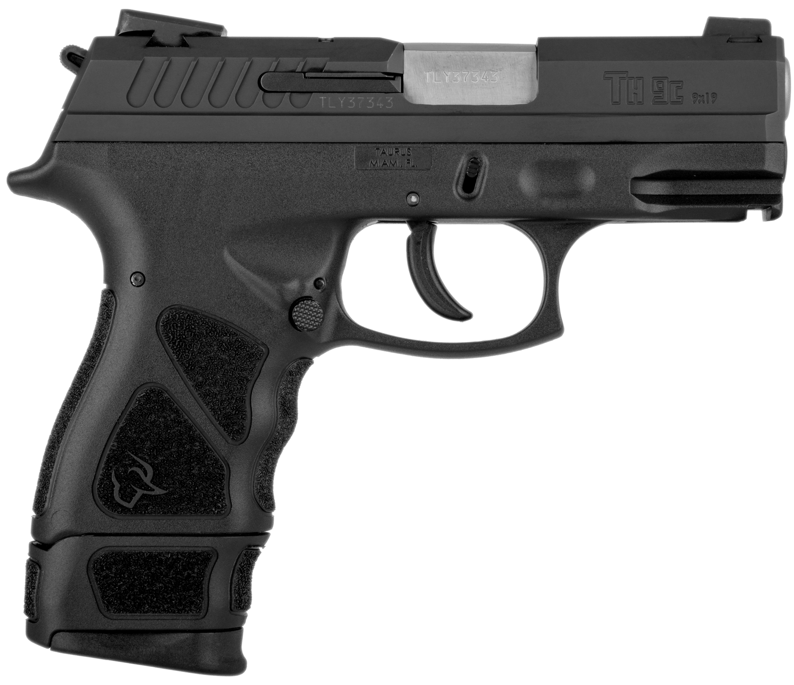 Taurus 1TH9C031 THc  Compact 9mm Luger 17+1 3.54" Matte Stainless Steel Barrel, Matte Black Serrated Slide, Black Polymer Frame w/Picatinny Rail, Black Finger Grooved Polymer Grip Right Hand