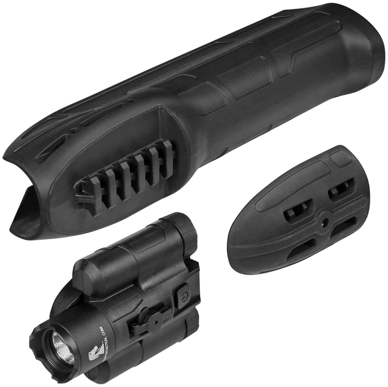 ADAPTIVE TACTICAL AT02900 EX Performance Forend with 300 Lumen Flashlight, Black Polymer, Concealed 2" Picatinny, Fits Remington 870/1100/11-87