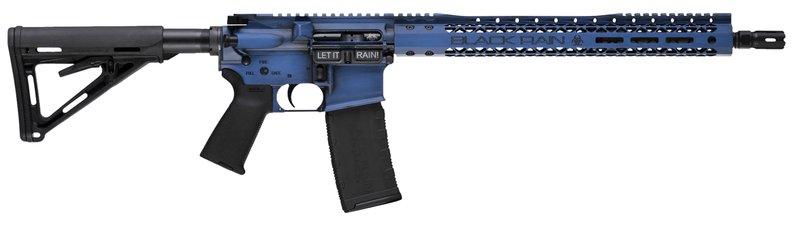 Black Rain Ordnance BROWTPBLB Spec 15+ We The People 5.56x45mm NATO 30+1 16", Blue Battleworn with Deep Engraving, 15" Slim M-LOK, Magpul Grip/Carbine Stock, Castle Flash Hider