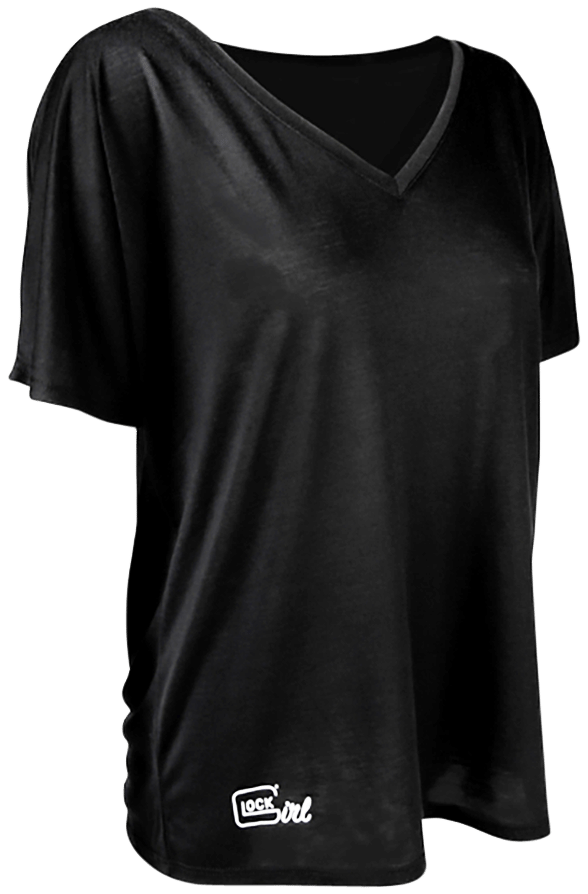 Glock AP960352 Glock Girl Relaxed  Black Pre-Shrunk Cotton Short Sleeve V-Neck Large