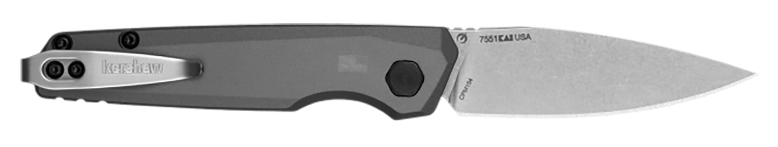 Kershaw 7551 Launch 18 Automatic 2.79" Folding Spear Point Plain Stonewashed CPM 154 SS Blade, Gray Anodized w/Black Oxide Hardware Aluminum Handle, Includes Pocket Clip