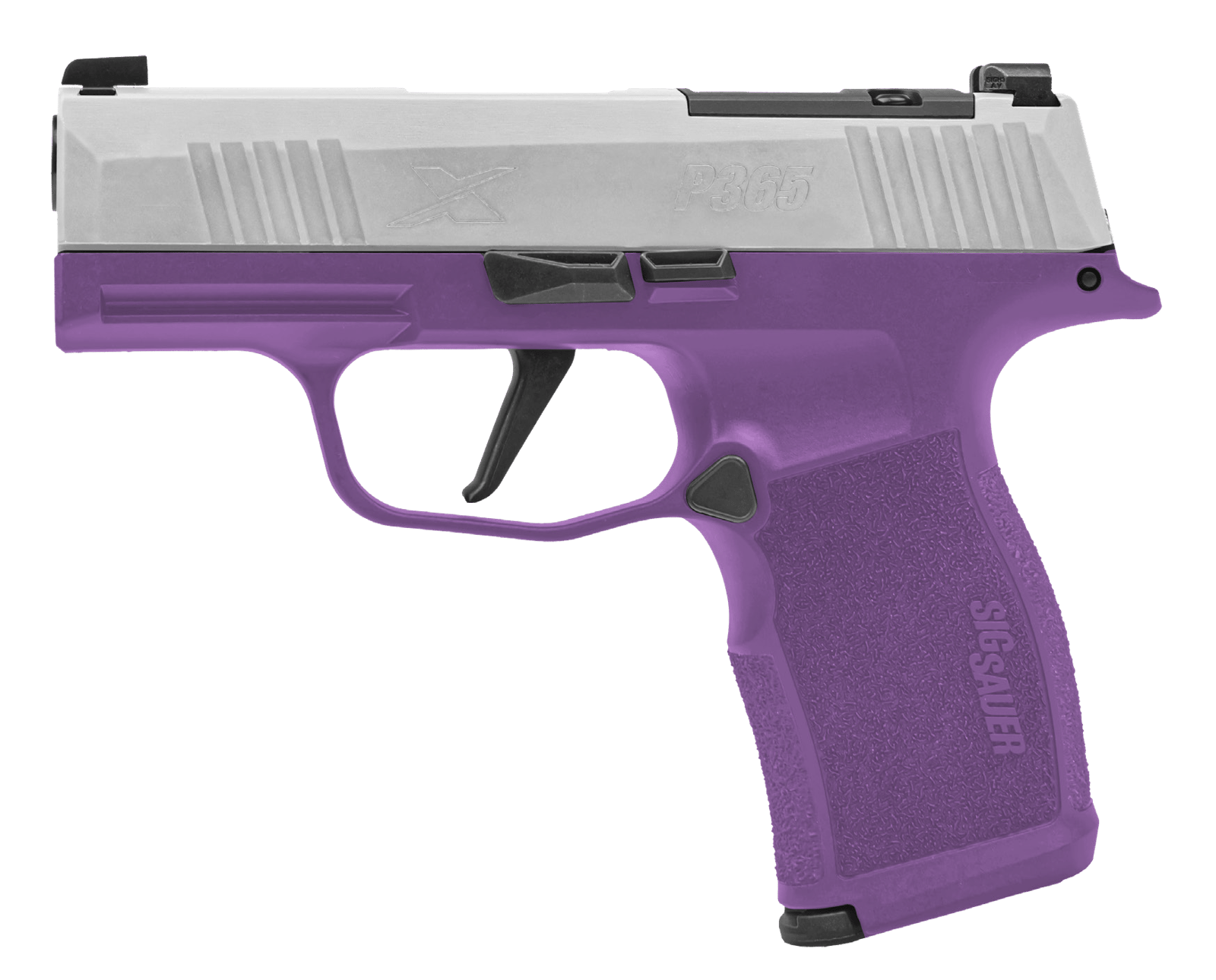 Sig Sauer 365X-9-TXR3-PR P365 XSeries Purple Rain 9mm Luger 12+1 3.10" Black DLC Barrel, Stainless Steel Optic Ready/Serrated Slide, Purple Cerakote Stainless Steel Frame w/Accessory Rail, Polymer Gri