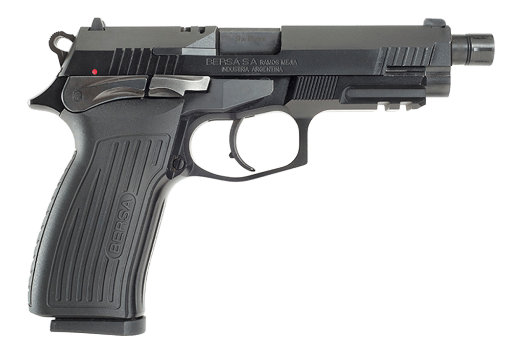 Bersa TPR9MX TPRX  Full Size Frame 9mm Luger 17+1, 4.25" Black Steel Threaded Barrel, Matte Black Serrated Steel Slide & Aluminum Frame w/Picatinny Rail, Ambidextrous