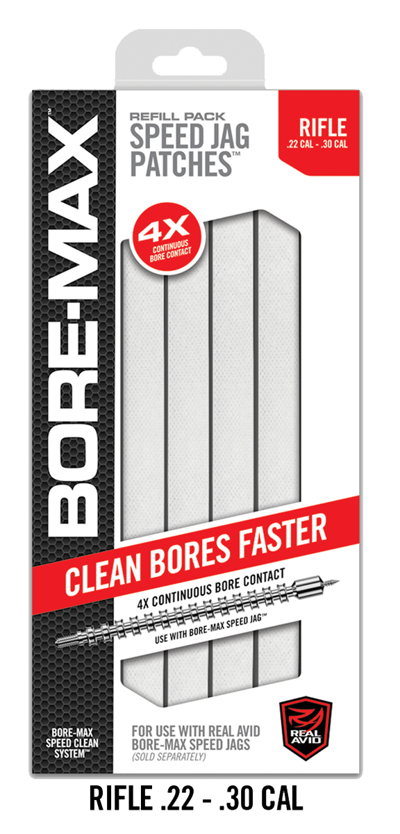 Real Avid AVBMPATCH8 Bore-Max Speed Jag Patches Refill 30/22 Cal Rifle 8" Synthetic 250 Per Box