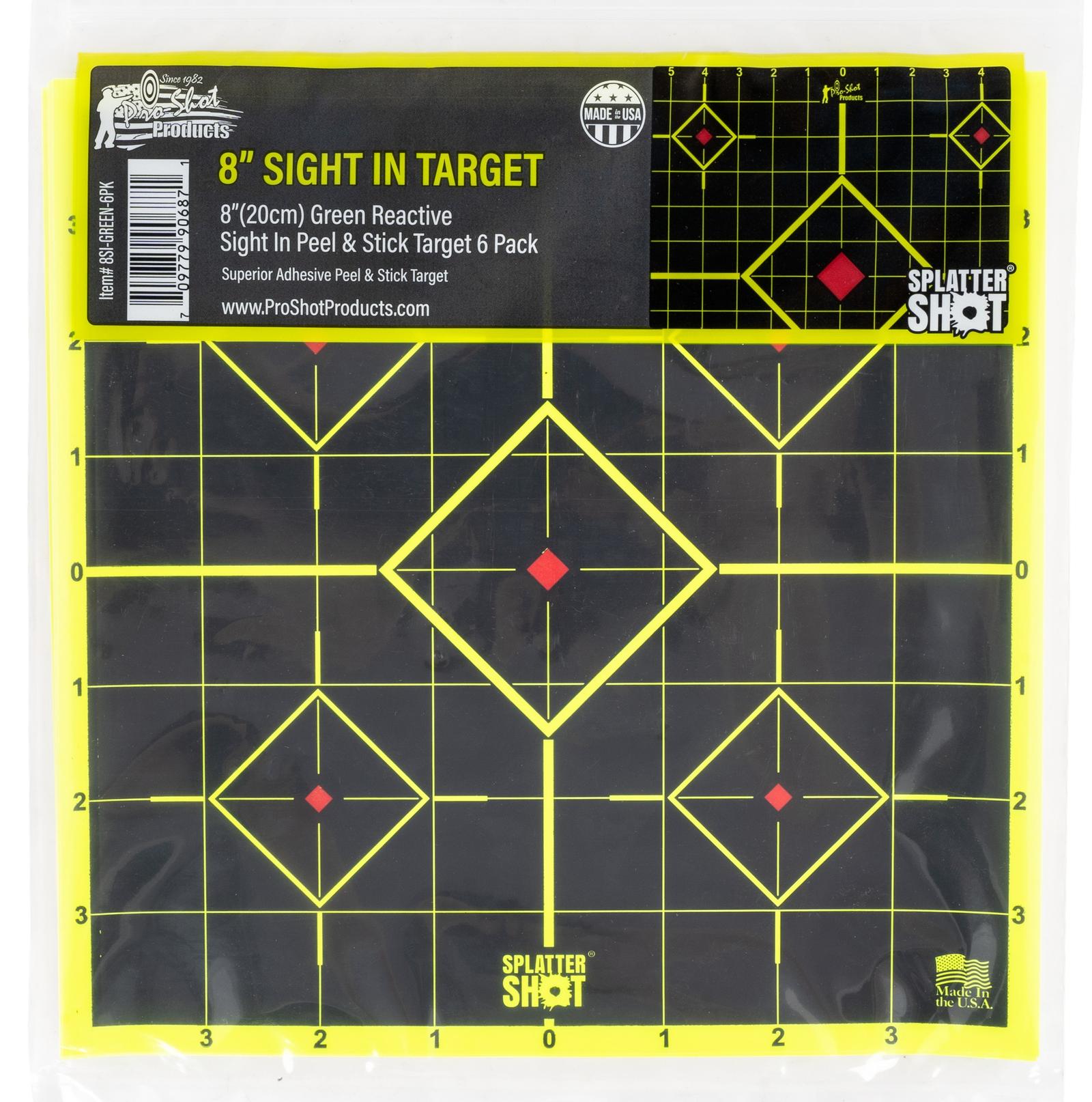 Pro-Shot 8SIGREEN6PK SplatterShot Sight-In Self-Adhesive Paper Black/Green 8" 5-Diamond 6 Pack