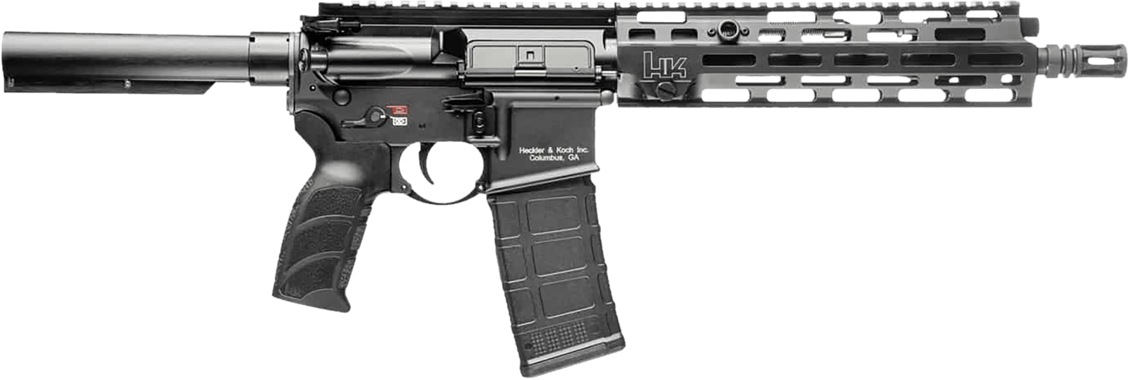 HK 81001051 MR556 A4 5.56x45mm 10+1 11" Black Threaded Barrel, M-LOK Handguard, Black Picatinny Rail Receiver, Black Pistol Tube, Black Polymer Grip, Ambidextrous