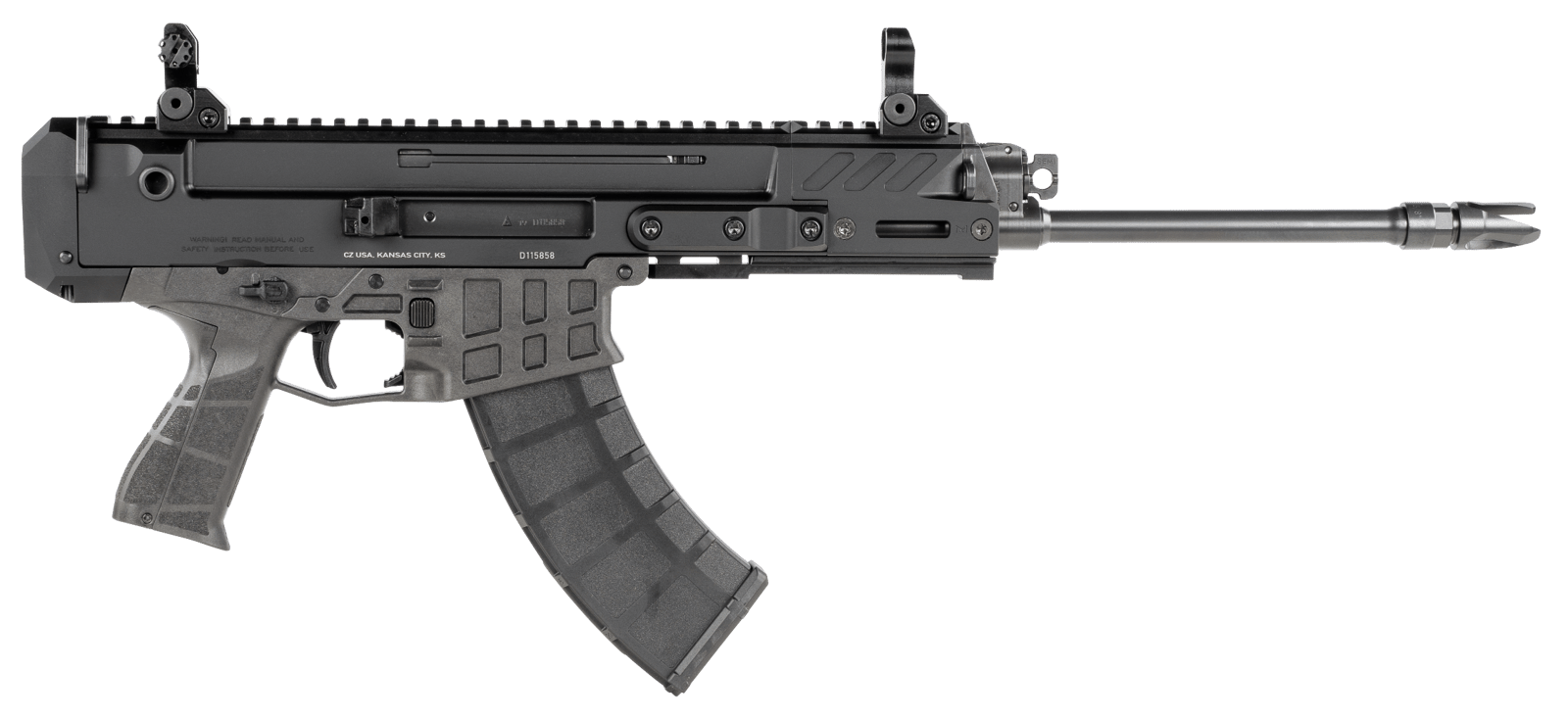 CZ-USA 91462 Bren 2 MS  7.62x39mm 30+1 14.17" Black Steel Barrel, Black Aluminum Receiver w/Picatinny Rail, Carbon Fiber/Polymer Frame, Black Stippled Grip, Right Hand
